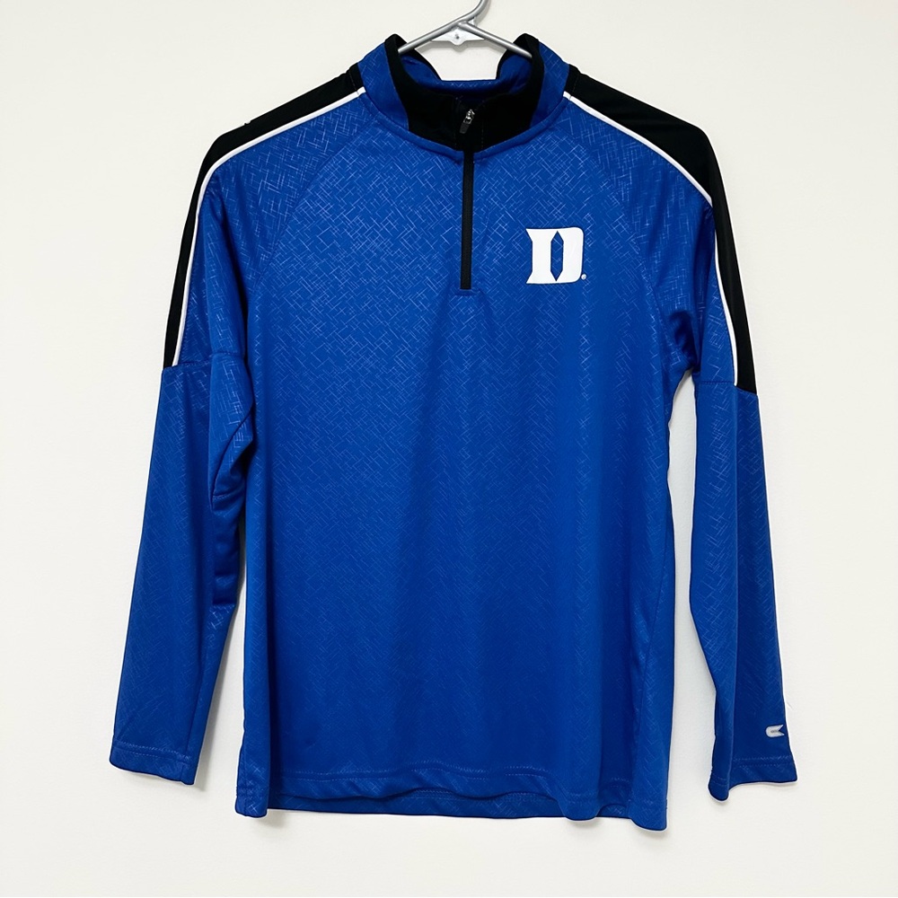 Colosseum DUKE Blue Devils Youth Blue 1/4 Zip Blue Black Athletic Long Sleeve